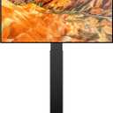 TAVR Universal Floor TV Stand Base for 32-75 Inch TVs up to 110 Lbs with Swivel Height Adjustable Mount, Black Tempered Glass Base for Media Storage and Space Saving