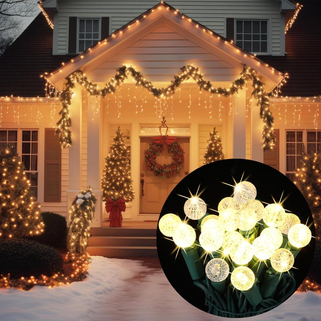 Baquler 20 ft Christmas Slow Twinkling String Light 60 LED Firefly Flash Twinkle Lights Waterproof Warm White Light for Xmas Tree Indoor Bedroom Outdoor Christmas Garland Window Decorations