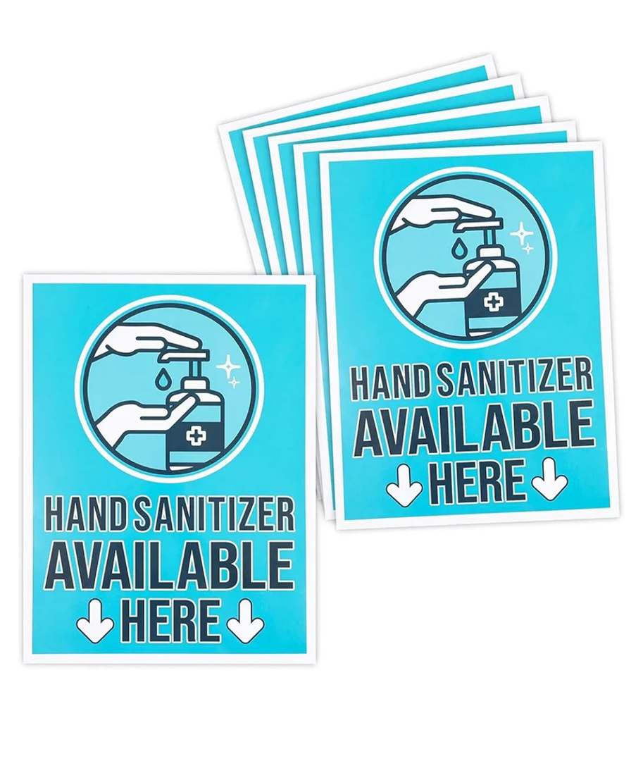 Stockroom Plus Hand Cleaner Here Adhesive Sign Labels, Store Sign (9 x 12 in, 6 Pack)
