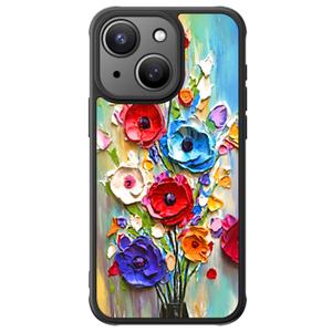 FUNMIKO Case for iPhone 14 - Wireless Charging & Military-Grade Protection - Wildflower Design for Women Girls, Non-Slip Matte Cover Shock-Absorbing Corners - Abstract Flowers