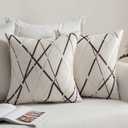 MIULEE Pack of 2 Decorative Throw Pillow Covers Cute Woven Textured Chenille Cozy Modern Concise Soft Beige Square Cushion Shams for Bedroom Sofa Car 18 x 18 Inch