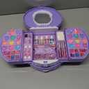 PERRYHOME Kids Makeup Sets for Girls 5-8, 59 Pcs Washable Real Cosmetic Set with Mirror, Non-Toxic Girls Makeup Kit, Toddler Nail Polish Kit, Princess Toys & Birthday Gifts for 3-12 Years Old(Purple)