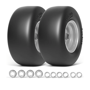 13x6.50-6 Lawn Mower Tires Flat Free, Zero Turn Mower Front Tires for Residential and Commercial, 13x6.5-6 Flat Free Tire and Wheel, 3/4" & 5/8" Bearing, 3.25"-7.65" Center Hub, 2Pack Gray