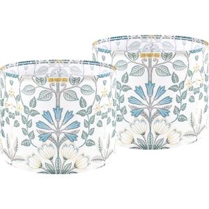 GO&SO Large Lamp Shades Set of 2 Drum Lampshade 16" Top X 16" Bottom X 10" High, Large Floral Lamp Shades for Table Lamps, Floor Lamp Shade Replacement, Modern Lamp Shade- Assembly Required