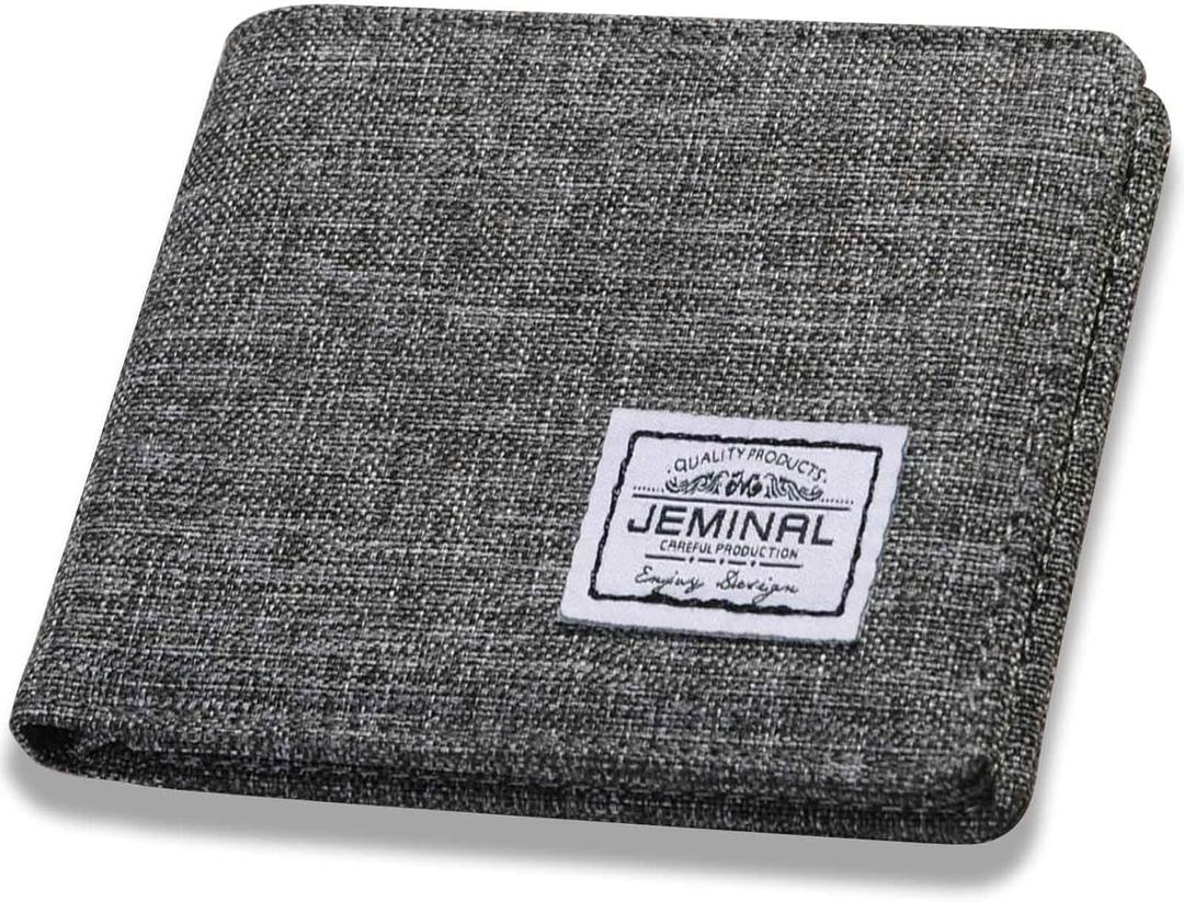 2 x JEMINAL Men's Ultra-thin Canvas Short Cloth Wallet Men's Small Short Clip Boys Students Original Simple Niche Horizontal Short Money Clip (Gray)