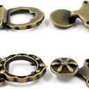 2 x Bezelry 6 Pairs Triangles and Flower Cape or Cloak Clasp Fasteners. 52mm x 15mm Fastened. Sew On Hooks and Eyes Cardigan Clip (Antique Brass)