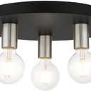 Livex Lighting, 45873-04, Hillview, Medium Flush Mount, Black with Brushed Nickel Accents