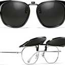 TJUTR Polarized Clip-On Sunglasses Over Prescription Glasses, Flip-Up UV400 Protection, Like Sunglasses Design for Men Women