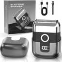 Electric Foil Shavers for Men: Mini Electric Razor, Foil Shaver for Face, IPX7 Waterproof Wet Dry Cordless Razor with 3 Floating Blades, LED Display for Travel & Home, USB Type C (Grey)