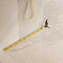 Neodrain 36-in Brushed Brass Rectangular Linear Shower Drain with Brick Pattern Grate, 304 Stainless Steel Bathroom Floor Drain, Gold Linear Drain with Hair Strainer,CUPC Certified