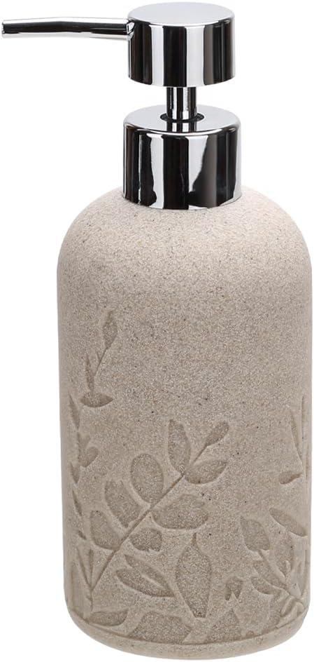 1pcs Hand Soap Dispenser Set, Sandstone Textured Resin Liquid Soap Dispenser for Bathroom Countertop, Heavy & Sturdy Dish Wash Soap Dispenser for Kitchen, Matte Beige