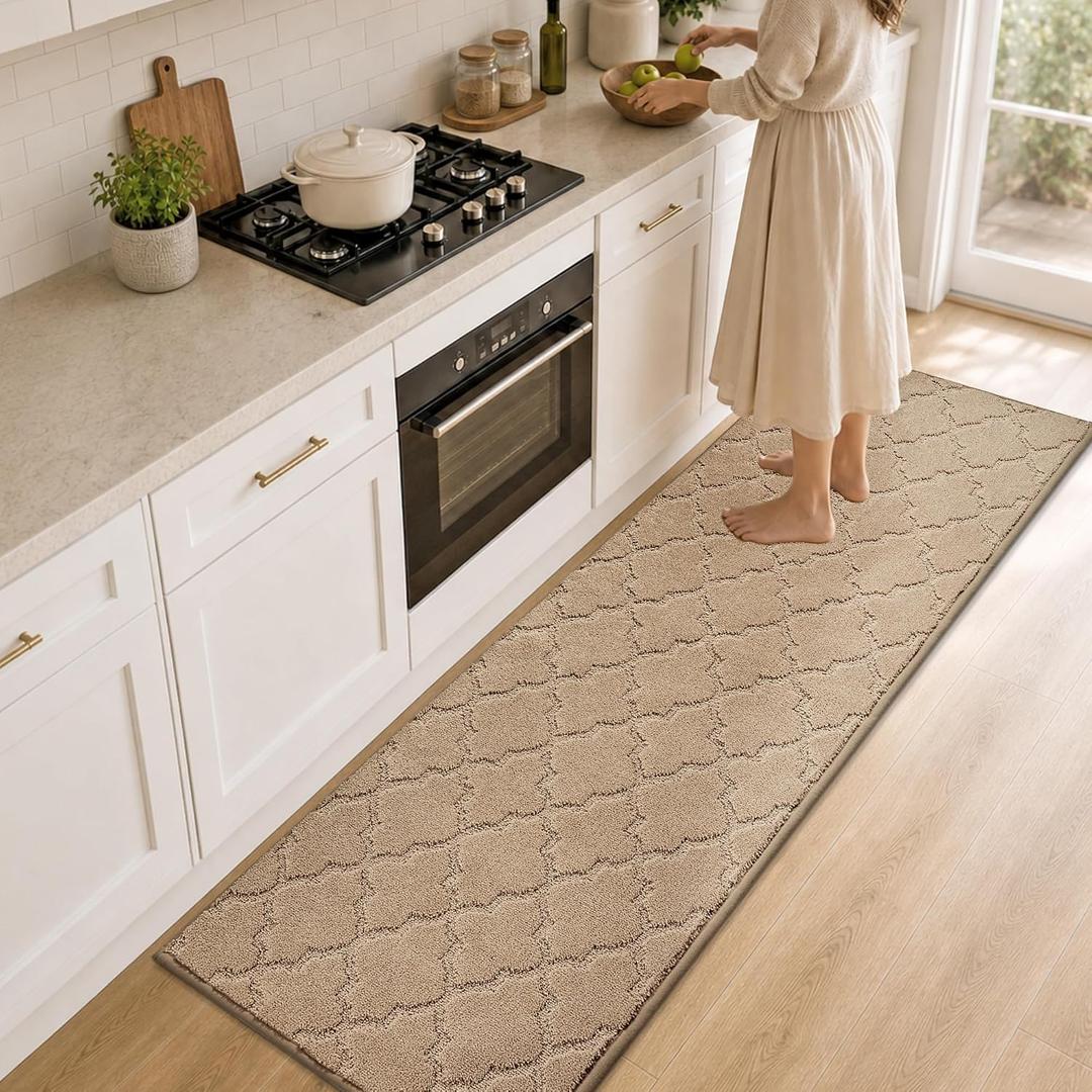 COSY HOMEER Kitchen Runner Rugs Non-Slip Absorbent 24"x72", Beige
