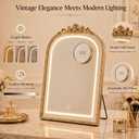 Vintage Makeup Vanity Mirror with 3-Color Lights, 10X, Gold
14"x20" Antique Carved Arch Makeup Mirror with 3 Color Modes, Detachable 10X, Smart Touch, Memory Function for Bedroom