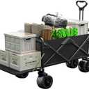 Collapsible Wagon Cart Foldable with Tailgate, 240L 480lbs Capacity, Heavy Duty Beach Wagon with Wheels Brake, Shopping Carts for Grocery, Camping, Garden Cart