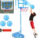 Kids Toy Gift for 3 4 5 6 7 8 Years Old, Kids Basketball Hoop Adjustable Height 3.5FT-6.2FT, Mini Basketball Hoop for Boys Girls, Basketball Goal Toys Outdoor Indoor Game Gifts(Blue)