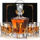 LUXULISH Whiskey Decanter Set for Men, Crystal Decanter Set With 4 Whiskey Glasses, Bourbon Decanter Set for Whiskey Lovers, Liquor Decanter Set for Dad Husband