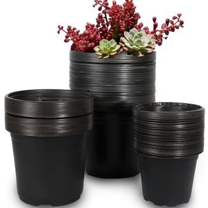 100 Packs Plastic Nursery Pots, 4 5 6 Inches Pots for Plants with Drainage Holes, Plants containers for Seedlings, Succulents, Transplanting (100, 4 5 6 Inch)