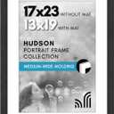 Americanflat 17x23 Picture Frame with Polished Plexiglass - Use as 13x19 Frame with Mat or Display 17x23 Photo Without Mat - Hudson Collection - Wide Picture Frames for Wall Display - Black