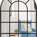 Black Arched Window Mirror, Large Window Pane Mirror, Metal Framed Windowpane Mirrors, 24" X 36" Arched Wall Mirrors for Wall Decor, Entryway, Living Room