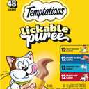 Temptations Creamy Puree Squeezable Lickable Cat Treats, Wet Cat Treats with Beef, Salmon, Chicken, and Tuna Variety Pack, 0.42 oz. Tubes, 48 Count, Best By: 03/2027