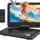 ieGeek Portable DVD Player 12.5", with 10.5" HD Swivel Screen, Car Travel DVD Players 5 Hrs Rechargeable Battery, No Region Restrict Video Player for Kids, Remote Control, Sync TV, USB&SD, Black