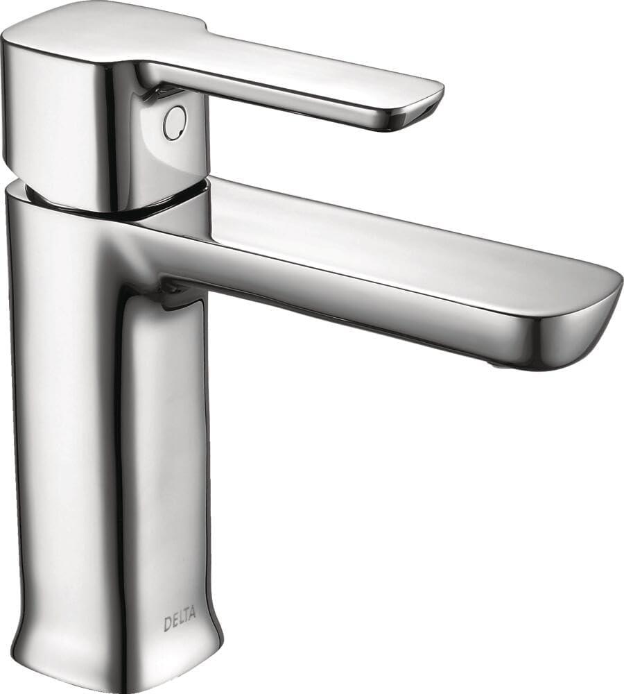 Delta Modern Chrome Bathroom Faucet 1 Hole, Single Hole Bathroom Sink Faucet for Vanity, Push-Pop Drain Assembly, Chrome 581LF-PP
