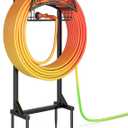 Garden Hose Holder Freestanding Water Hose Stand with Storage Basket, Sturdy Metal Hanger Heavy-Duty Garden Storage Rack for Outside, Supports 151FT
