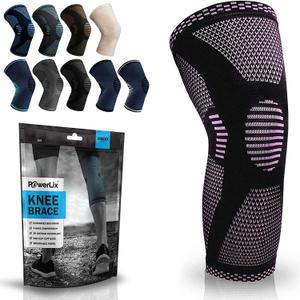 POWERLIX Leg Sleeve - Best Knee Brace for Leg Pain for Men & Women Knee Support for Running, Basketball, Weightlifting, Gym, Workout, Sports Please Check Sizing Chart (Large, Pink)