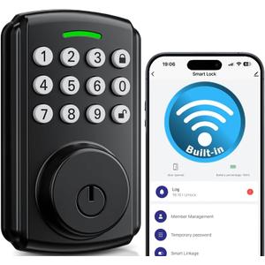 Keyless Entry Door Lock, Bulit-in Wi-Fi, App Remote Control, Real-time Alerts, IP65 Waterproof, Smart Door Lock, Auto Lock, Deadbolt Smart Lock (FDS04)