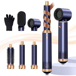5 in 1 Hair Dryer Brush, Negative Ion Air Styler Wrap Hair Styler Upgrade Blow Dryer Brush Air Curler for Hair, Blowout Brush Set As A Gift for Straight/Curl/Drying/Smoothing (Blue)