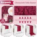 10 Pack Burgundy Cheesecloth Table Runner 17x108 Inch Semi Sheer Boho Rustic Gauze Cheese Cloth Table Runners for Wedding Party Birthday Baby Shower Home Décor