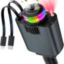 Starlight Retractable Car Charger with Aromatherapy, 5 in 1 Fast Charging 66W Car Phone Charger Adapter, USB C Car Accessories Compatible with iPhone 16/15/14/13/12/11 and Android (Gray)