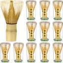 LemonRoad 12 Pcs Matcha Whisk Bulk 100 Prong Bamboo Whisk for Matcha Powder Traditional Japanese Chasen Handcrafted Organic Bamboo Stirrer Mixer Brush Authentic Ceremonial Tea Preparation Starter