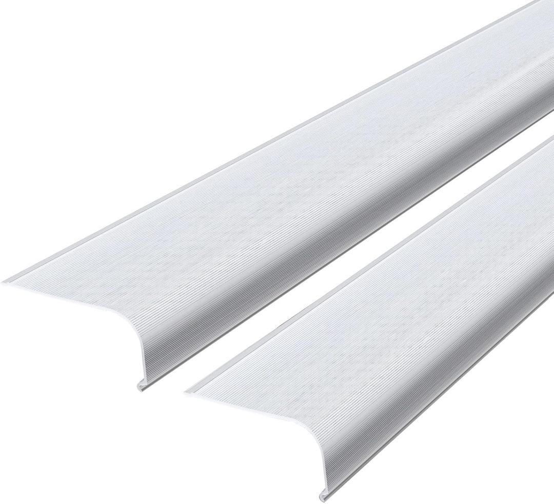 Retisee 2 Pcs 18" Under Cabinet Light Cover Replacement White Ribbed Acrylic Lens Diffuser Low Profile for Under Counter Fluorescent Light Fixture Kitchen Bathroom Vanity, 2-3/4"W x 1-3/8"H(Curved)
