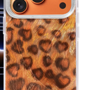 Compatible with iPhone 17 Pro Case,with [Soft Slim][Camera Protection] Cute Leopard Print Love Shiny Aesthetic Phone Cover Anti-Yellowing Shockproof Protective Cover for Women Girl-Brown