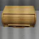 Large bread box bread basket wooden box storage boxes kitchen counter organizer, roll top breadbox. bread boxes for kitchen countertop. Bamboo wooden boxes. (Natural)
