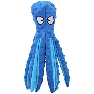 3 x Stuffing Free Octopus Dog Toy for Aggressive Chewers - Durable Squeaky Plush with Long Tentacles, Durable Chew Toys for Small and Large Dogs (Blue)
