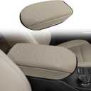 Muslogy Center Console Armrest Cover Fit for Ford Ranger 2024 2025 2026 Accessories, Comfort Armrest Pad Console Lid Cushion Vegan Leather Regular Thick (Sandstone)