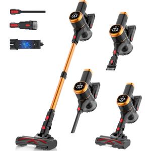 Tikom V500 Cordless Vacuum Cleaner for Home, 40000Pa/450W Stick Vacuum with LED Touch Screen, Charging Wall Dock, Anti-Tangle, Lightweight Handheld Vacuum for Pet Hair, Hard Floor, Carpet