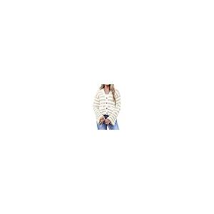 Saodimallsu Womens Striped Cardigan Sweaters Cropped Fall Button Open Front Long Sleeve Knit Sweater Coat with Pockets 33x43
