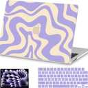 AKIT Compatible with MacBook Air 13 inch Case M5 2026 2025-2022 M4 M3 M2 A3449 A3240 A3113 A2681, Pattern Hard Shell Laptop Case+Screen Protector+Keyboard Cover for MacBook Air 13.6 inch, Violet Wave
