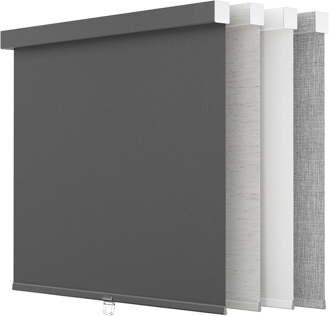 Astomi Blackout Pull-Down Window Shades, Cordless Free-Stop Blinds with Valance, Easy to Install and Efforless to Control, Ideal for Home and Office (20" W x 72" H, Black)