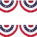 American Pleated Fan Flag, 3 x 1.5 Ft USA Patriotic Half Fan Bunting, Indoor Outdoor 4th of July Memorial Day 250th Anniversary Decorations (4 Pcs)