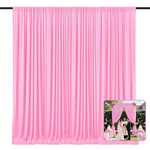 2 Panels Pink Backdrop Curtain, 10 x 10 Feet Polyester Background Curtains for Parties, Weddings, Baby Showers, Halloween, Christmas, Birthday Party Photoshoot Backdrop Curtains Decorations