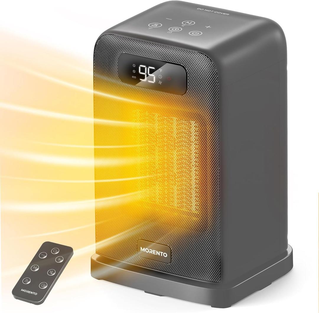 Space Heaters for Indoor Use, 1500W Electric Heater, Desk Heater with Heating and Fan Modes in Office with Thermostat, Small Space Heaters for Bedroom and Indoor Use (Grey)