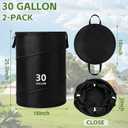 2 Pack Collapsible Pop up Trash Cans for Camping 30-Gallon Garbage Can Portable Reusable Garbage Waste Bin with Zippered Lid and Bag Clips for Camping, Travel, Rv and Outdoor Use