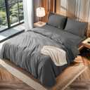 LBRO2M 100% Cotton 1200 Thread Count King Size Sheets Set,16 inches Deep Pocket,Bed Sheet 4 Piece Sets (Dark Grey, King)