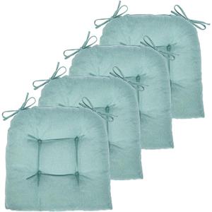 Chair Cushion, 4 Pack Chair Cushions for Dining Chairs, Chair Pads and Mat with Ties for Indoor Kitchen Seat and Desk (4 Count - 17 x 16 in, Aqua Blue)