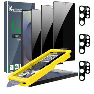 Ferilinso [Auto Dust Install] 3 Pack Privacy Screen Protector for Samsung Galaxy S25 Ultra [Phone Case fit], 3 Tempered Glass Camera Lens Accessories for Samsung S25 Ultra