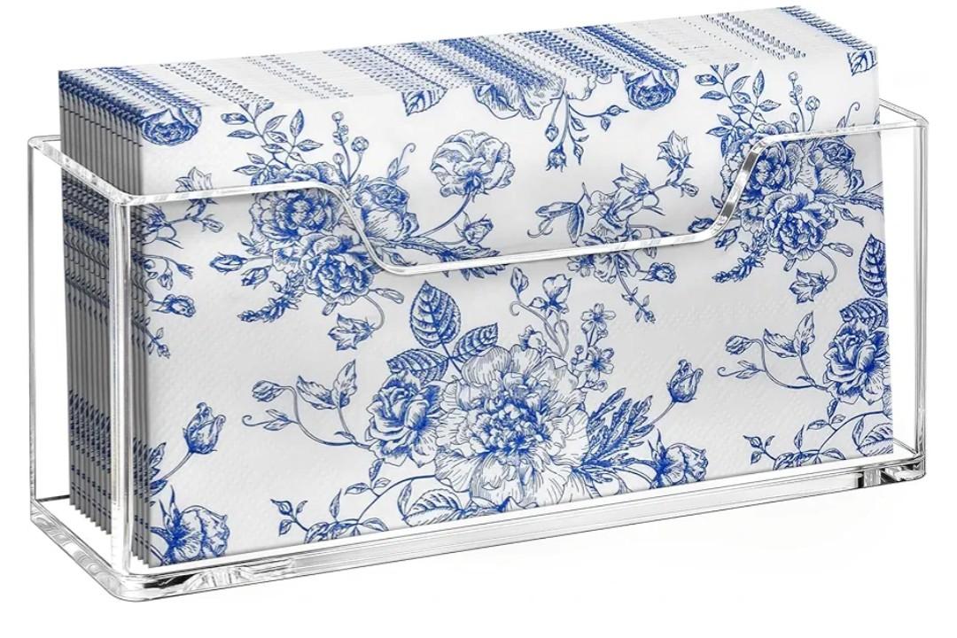 Acrylic Guest Towel Holder for Bathroom, Clear Waterproof Splashing Vertical Napkin Holder for Kitchen, Disposable Hand Towel Holder, Modern Dining Table Napkin Tray for Home, Hotel, Office, 2.3"D x 9"W x 3.9"H